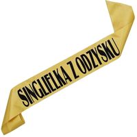 Singielka z odzysku - złota szarfa z czarnym nadrukiem