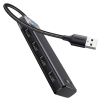 hub ugreen cm653 z 4 portami usb-a i kablem zasilającym usb-a - czarny
