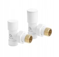 ZESTAW ZAWORÓW DO GRZEJNIKA KĄTOWY BIAŁY 1/2