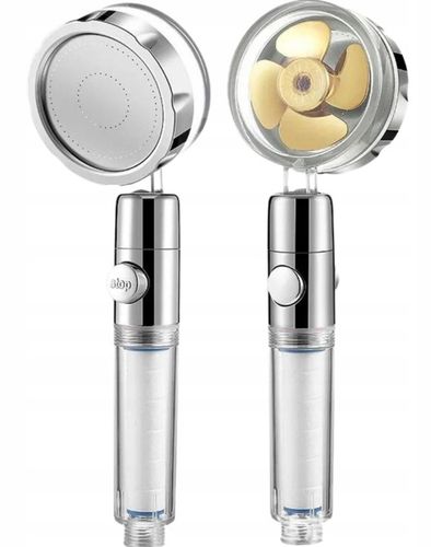 OSZCZĘDNA TURBO SŁUCHAWKA PRYSZNICOWA Z TURBINĄ WENTYLATOREM +WĄŻ+4xFILTR na Arena.pl