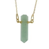 Naszyjnik - Awenturyn sopel na łańcuszku srebrnym złoconym