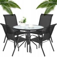 Meble Ogrodowe Zestaw Stół z Krzesłami na Balkon Taras 4 Krzesła Czarne