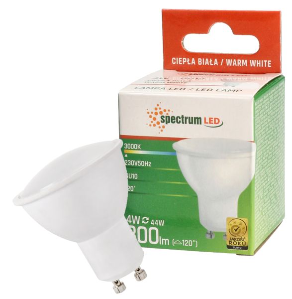 Żarówka LED GU10 4W=35W barwa ciepła WW WOJ+13259 10 SZTUK SPECTRUM LED zdjęcie 2