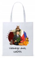 Donald Tusk Platforma Torba Eco Biała Shopper Z Nadrukiem Ze Zdjęciem