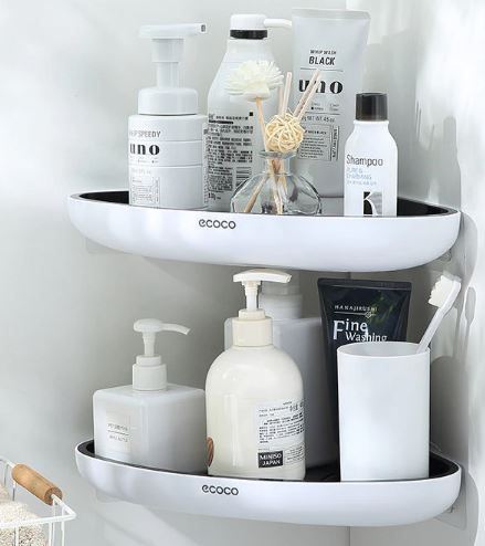 2x PÓŁKA ŁAZIENKOWA NAROŻNA POD PRYSZNIC ECOCO czarno-biała zdjęcie 11