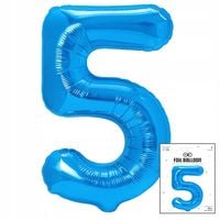 BALON FOLIOWY CYFRĄ CYFERKA 5 NIEBIESKA NA IMPREZE URODZINOWĄ 40cm