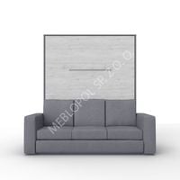 Półkotapczan MEBLOPOL 160V pionowy z sofą szary/dąb monaco z LED