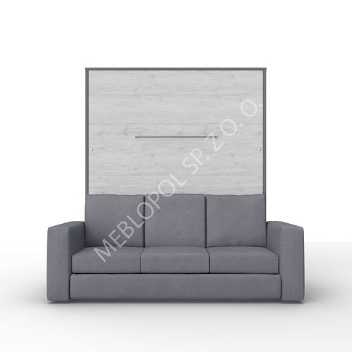 Półkotapczan MEBLOPOL 160V pionowy z sofą szary/dąb monaco z LED na Arena.pl