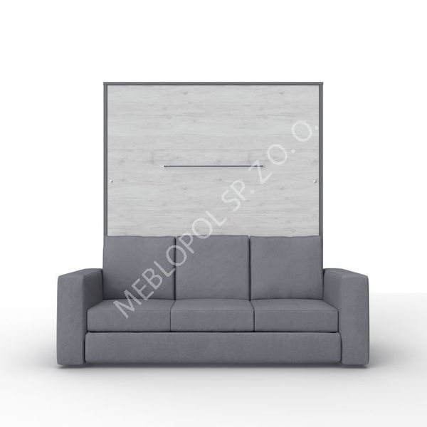 Półkotapczan MEBLOPOL 160V pionowy z sofą szary/dąb monaco z LED zdjęcie 1