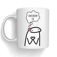 Kubek z nadrukiem z Ludzikiem Uwielbiam Cię