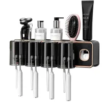 Dozownik pasty uchwyt na szczoteczki organizer wiszący z kubkami