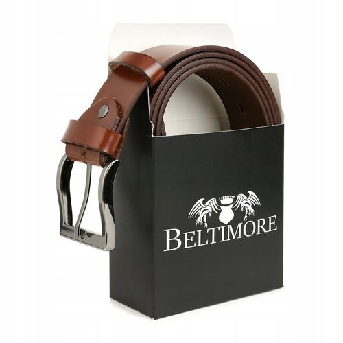 Skórzany pasek koniak do spodni szeroki BELTIMORE na Arena.pl