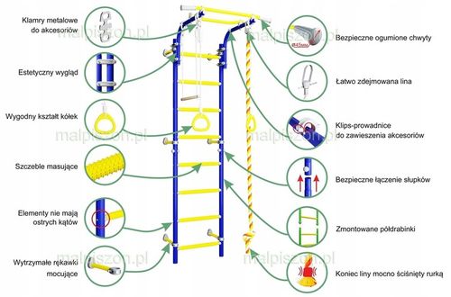 Drabinka gimnastyczna z drążkiem Kometa Next 1 - prowans na Arena.pl