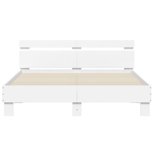 Rama łóżka z wezgłowiem i LED, biała, 140x200 cm na Arena.pl