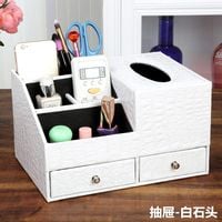 Skórzany Organizer Kosmetyczny - Na Biżuterię Z Szufladami white stone M