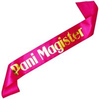 Pani Magister - różowa szarfa ze złotym nadrukiem