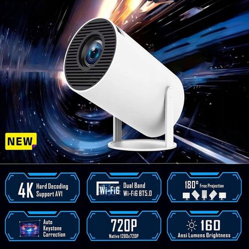 PROJEKTOR RZUTNIK ANDROID TV WIFI MINI 4K PRZENOŚNY SMART GŁOŚNIK OBROTOWY na Arena.pl