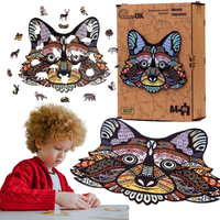 Puzzle Drewniane Układanka Wesoły Szop Pracz Zwierzę Zestaw Puzzli A4