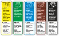 NAKLEJKI NA KOSZ zestaw 5sz segregacja śmieci odpady 20cm