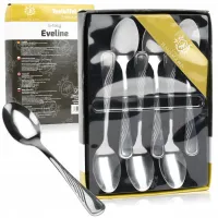 ŁYŻECZKI DO KAWY HERBATY CIASTA LODÓW SREBRNE KOMPLET 6 SZT STAL NIERDZEWA