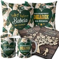 ZESTAW PODUSZKA + KUBEK PREZENT NA DZIEŃ BABCI DZIADKA PLAKAT PODZIĘKOWANIE