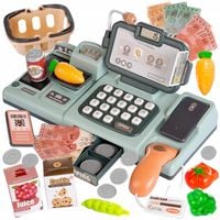 KASA FISKALNA SKLEPOWA DLA DZIECI AKCESORIA KOSZYK WAGA SKANER BANKNOTY LCD