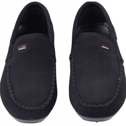 CZARNE MOKASYNY CHŁOPIĘCE PÓŁBUTY ZAMSZOWE WSUWANE BUTY NA KOMUNIĘ na Arena.pl