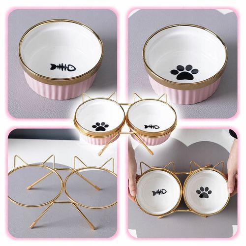 MISKA DLA KOTA PSA PODWÓJNA CERAMICZNA NA STOJAKU Miski ZESTAW 2SZT 2x300ml na Arena.pl