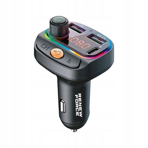 Transmiter bluetooth FM samochodowy SZYBKA ładowarka PD 24W QC3.0 USB-C RGB na Arena.pl