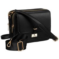 czarna, miejska torba damska ze skóry ekologicznej z dwoma paskami w