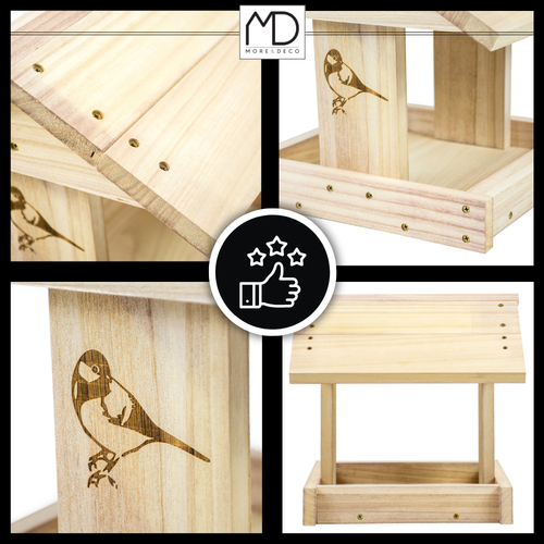 Karmnik dla ptaków domek budka DIY eko drewno ogrodowy solidny na zimę XXL na Arena.pl