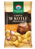 Przysnacki Chipsy w kotle prażone cheddar z czerwoną cebulą 125 g