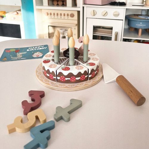 TORT URODZINOWY DREWNIANY ZE ŚWIECZKAMI TOOKY TOY na Arena.pl