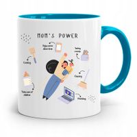 Kubek Błękitny Dla Mamy Moms Power Prezent Z Nadrukiem Ze Zdjęciem