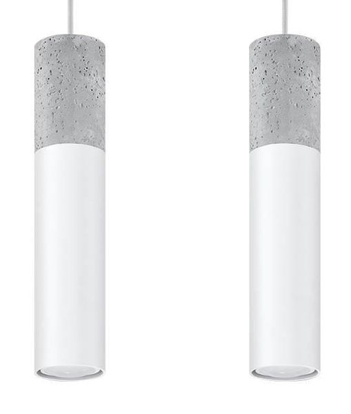 Skandynawska LAMPA wisząca SL.0648 loftowa OPRAWA metalowy ZWIS tuby beton białe zdjęcie 1
