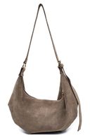 Torebka worek saszetka zamszowa Vera Pelle skóra beżowa taupe Laura Biaggi