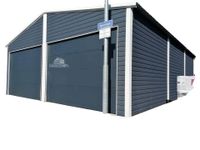 Garaż Blaszany 7x9 2x Brama Segmentowa - Antracyt + Biały - BG117