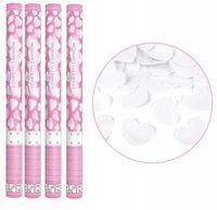 4x KONFETTI PNEUMATYCZNE - TUBA STRZELAJĄCA BIAŁE SERCA 60 cm - ŚLUB WESELE