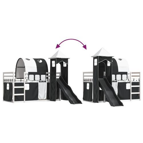 Łóżko na antresoli, ze zjeżdżalnią i zasłonkami, 90x200 cm na Arena.pl