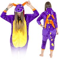 Fioletowy smok Kigurumi Onesie dres piżama kombinezon