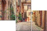 60 90CM OBRAZ 3 ELEM STARA ALEJKA TOSKANII ŚCIENNY DRUK PŁÓTNO