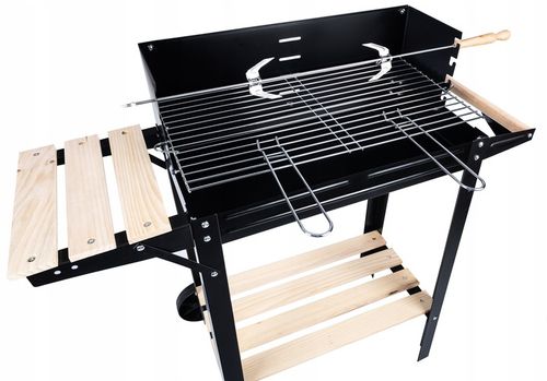 GRILL ogrodowy Węglowy na kołach DUŻY Rożen PÓŁKI Gril Regulacja Rusztu na Arena.pl