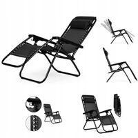 LEŻAK FOTEL OGRODOWY REGULOWANE OPARCIE ZERO GRAVITY MultiGarden - CZARNY