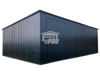 Hala Garaż blaszany 8x6  Brama x2  antracyt spad w tył GP142