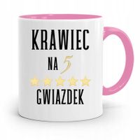 Kubek Różowy Krawca Krawcowej Na 5 Gwiazdek Z Nadrukiem Ze Zdjęciem