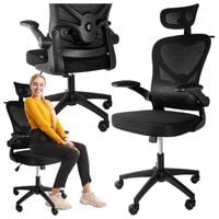 FOTEL OBROTOWY DO BIURKA ERGONOMICZNE KRZESŁO BIUROWE CZARNE