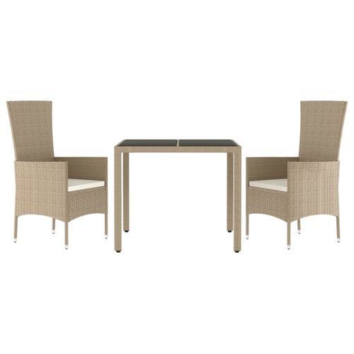 3-cz. zestaw mebli ogrodowych z poduszkami, beżowy, polirattan na Arena.pl
