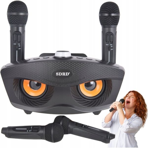 KARAOKE BEZPRZEWODOWY ZESTAW GŁOŚNIK 2 MIKROFONY BLUETOOTH NA IMPREZY SUPER zdjęcie 8