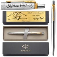 Długopis PARKER Jotter STALOWY z grawerem i etui TABLICZKA na PREZENT