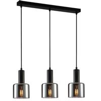 Skandynawska lampa wisząca Santia PND-65342-3-BK+SG loftowa czarna przydymiona hol